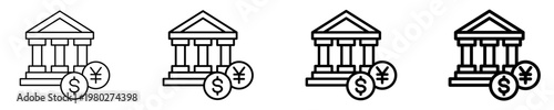 Stock Exchange Building Icon Set Different Style Collection