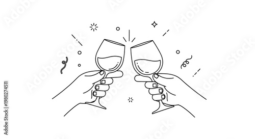 Two hands clinking wine glasses in a celebratory toast