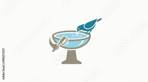 Bird Drinking Water from a Bowl