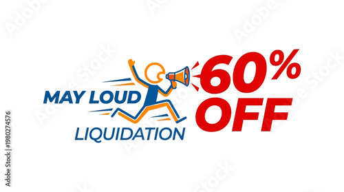 May Loud Liquidation Sale Banner with 60% Off
