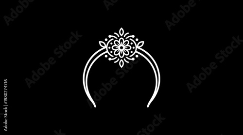 Elegant Floral Tiara Design on Black Background