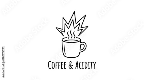 Coffee Cup with Steam and Spark Symbol Flat Design