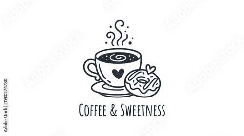 Coffee Cup Donut and Text Logo