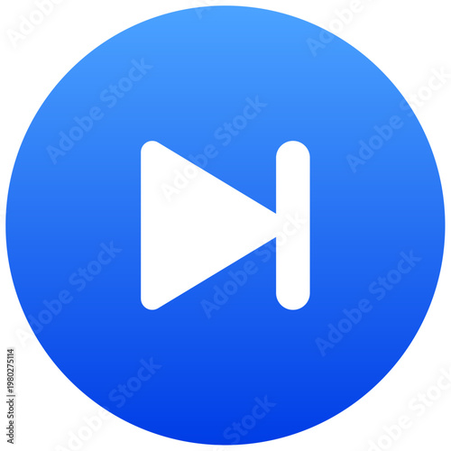 Circular blue button icon with skip forward symbol for media control