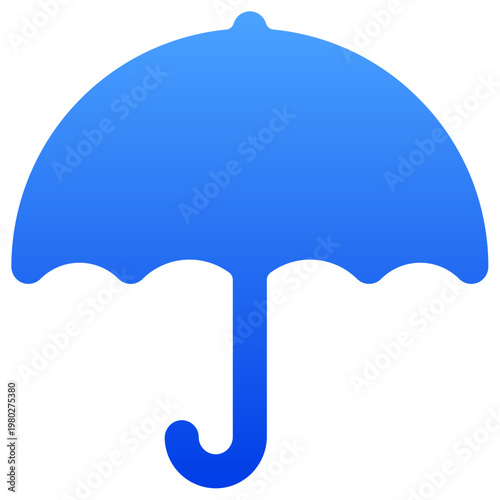 Minimalist blue umbrella icon for rain protection and safety guard