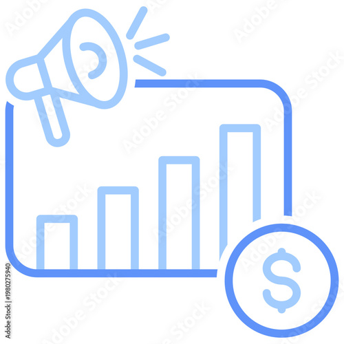 Analysis Ads Outline Blue Icon