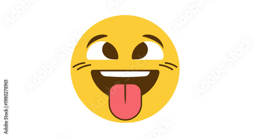 Funny Emoji Face with Tongue Out, Mischievous Expression, Playful and Silly