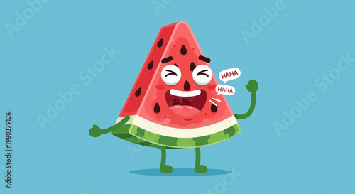 Funny Watermelon Slice Character Laughing Out Loud