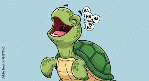 Funny Turtle Laughing Out Loud Cartoon Character
