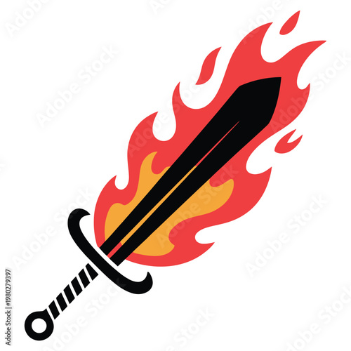 vector illustration of a burning sword