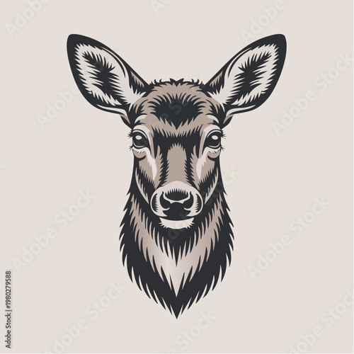 Stylized Deer Head Portrait Illustration Artwork.