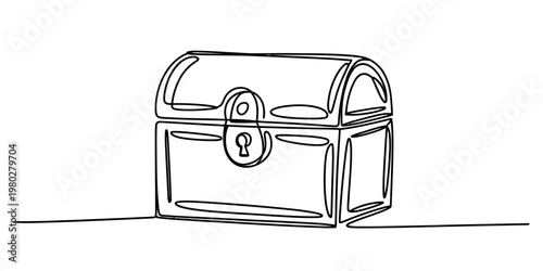 A minimalist single line drawing illustration of a simple paper shopping bag on a white background Vector, illustration