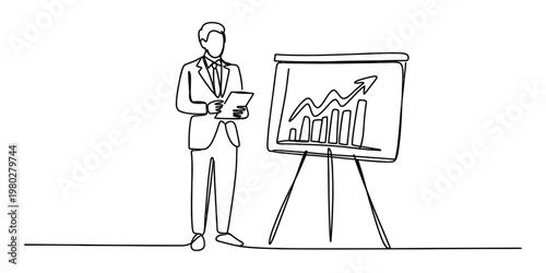 A single continuous line drawing of a point of sale terminal with a receipt printing out of it Vector, illustration