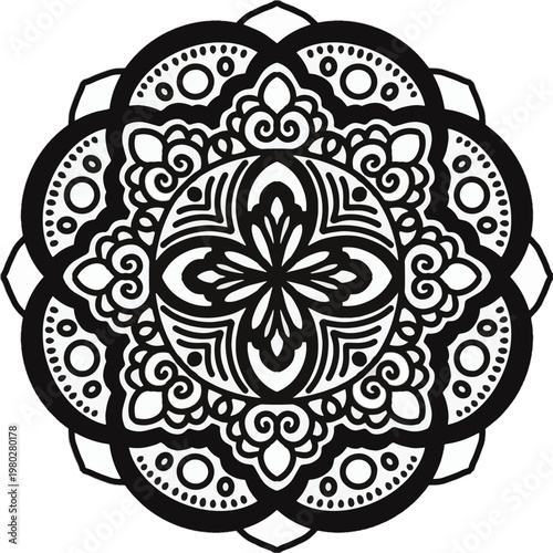 Seamless mandala vector pattern with decorative and symmetrical textile texture.
Fully editable and scalable vector design suitable for fashion fabric, clothing, sweaters, scarves, blankets, home deco