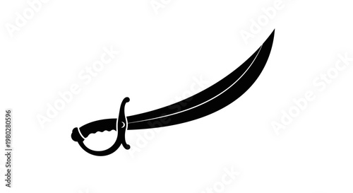 Silhouette of a Pirate Cutlass Sword on White Background