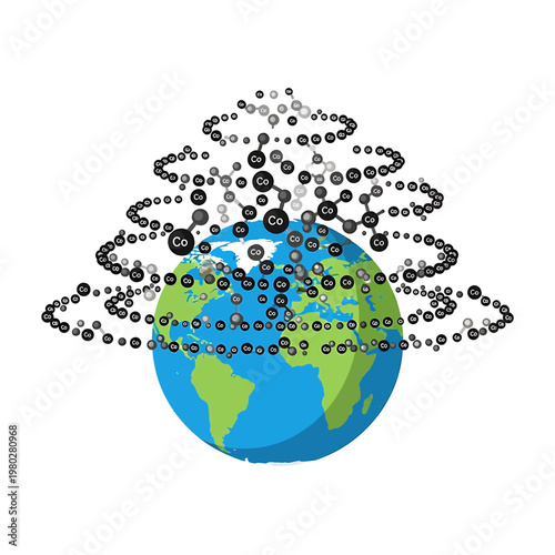 Globe with swirling digital network connections.