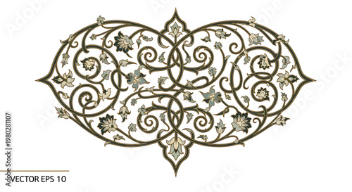 Intricate Ornate Floral Swirl Design Element.