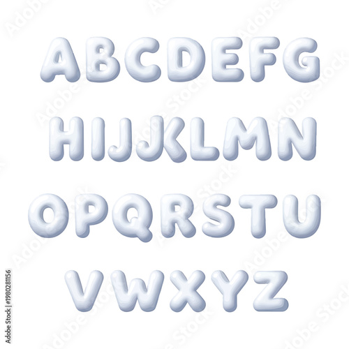 Alphabet letters in 3D font.