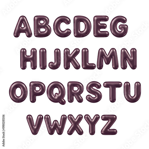 Alphabet letters in 3D plastic.