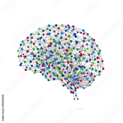 Colorful Brain Network Connections Concept.