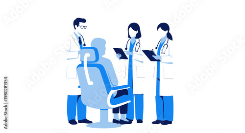 Medical Consultation with Healthcare Professionals Examining a Patient in a Clinic