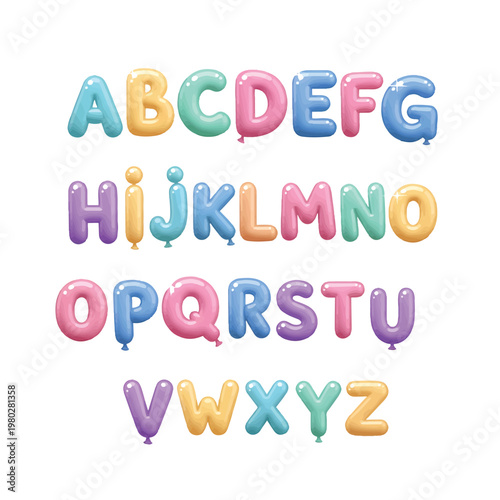 Colorful balloon alphabet letters set.