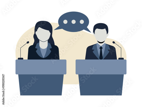 Debate icon. Politics icon. Flat vector icon concept.