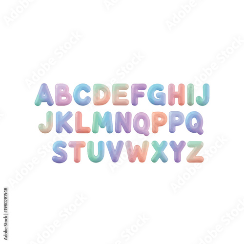 Multicolored Alphabet Letters in Series.