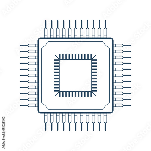 Quad flat package integrated circuit with peripheral leads and central grounding pad