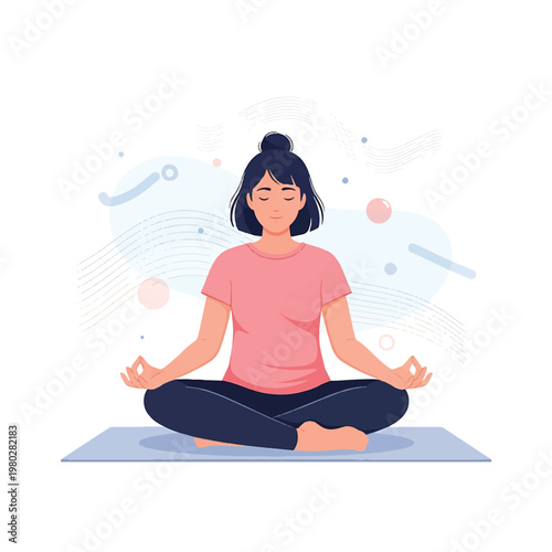 Woman Sitting in Yoga Position.