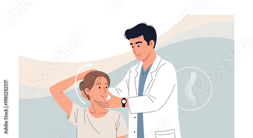 Chiropractor examining patient's neck for spinal alignment and pain relief