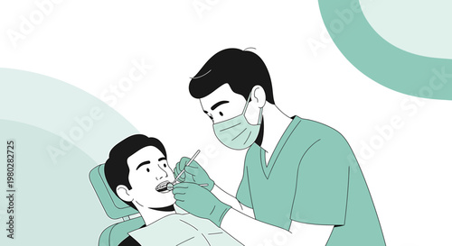 Dentist examining patient's teeth with tools, dental checkup, oral hygiene concept