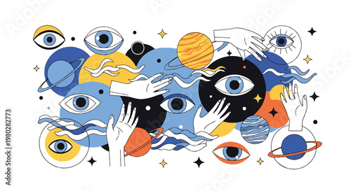 Eyes and hands in abstract art 1.