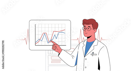 Doctor analyzing medical graph on screen, healthcare data analysis, medical research
