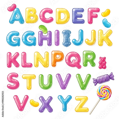 Colorful Alphabet Candy Letters Isolated.