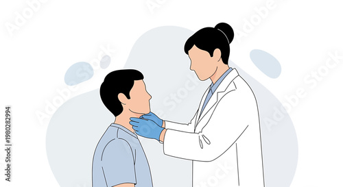 Doctor examining patient's throat, medical checkup, healthcare concept