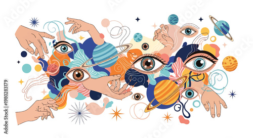 People with creative colorful eyes.