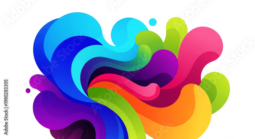 Vibrant colorful fluid shapes design element.