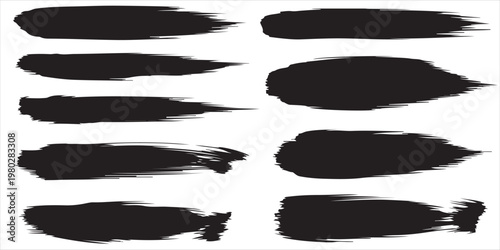 Abstract brush strokes collection black paint textures