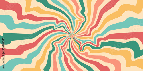 Groovy retro swirl burst, summer and carnival background. eps 10 abstract vector illustration.