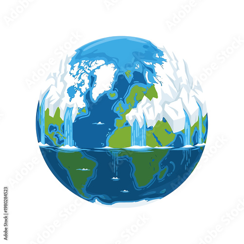 Globe with Water Rising Up.