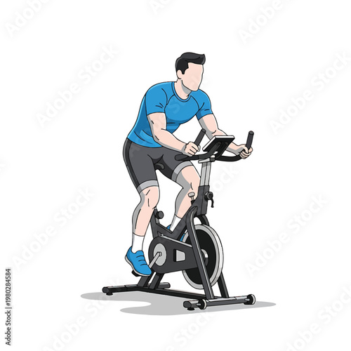 Man Riding Exercise Bike Indoors 2.