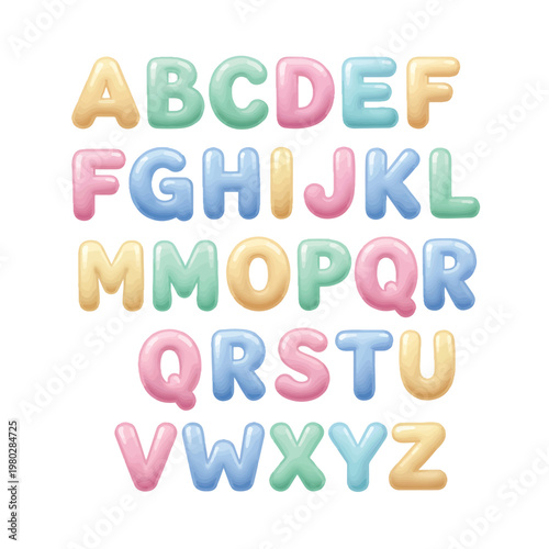 Colorful Alphabet Letters in Pastel Shades.
