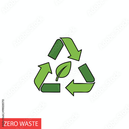 Eco Friendly Recycling Symbol with Leaf for Sustainability and Conservation Initiatives