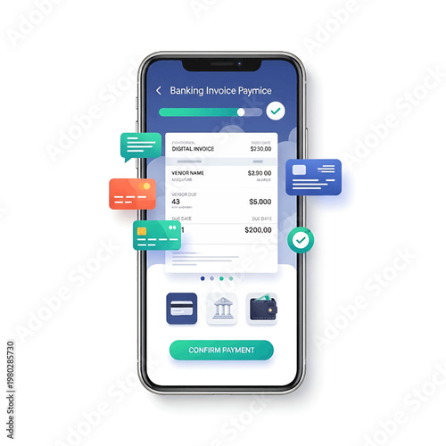 Smartphone with Banking Invoice Payment.