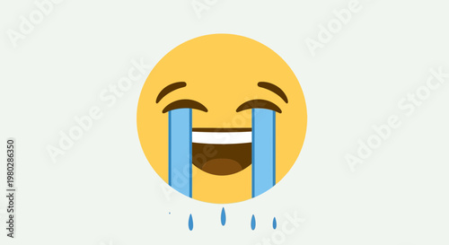 Joyful Emoji Face Crying Tears of Laughter with Open Mouth and Closed Eyes