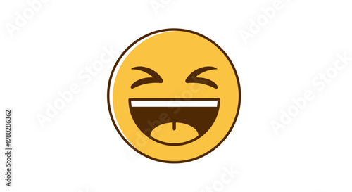 Joyful Emoji Face Laughing Out Loud, Happy Expression Icon, Isolated White Background