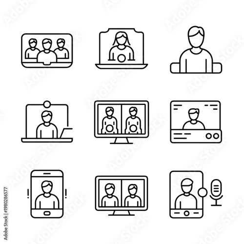 Various illustrations of video conferencing and communication methods