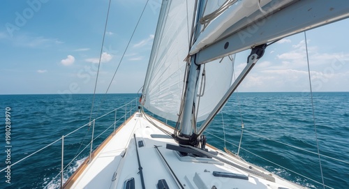 Sailing yacht winch performing reliable sail and rope hoisting on a warm summer sea