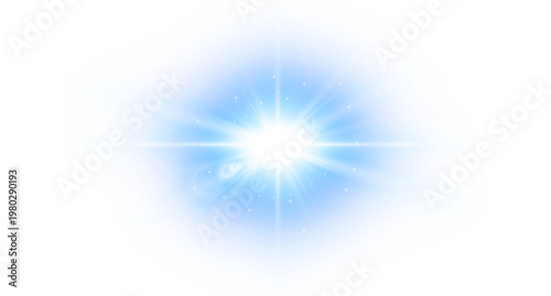 Foto Luminous blue starburst light effect on alpha channel for overlay